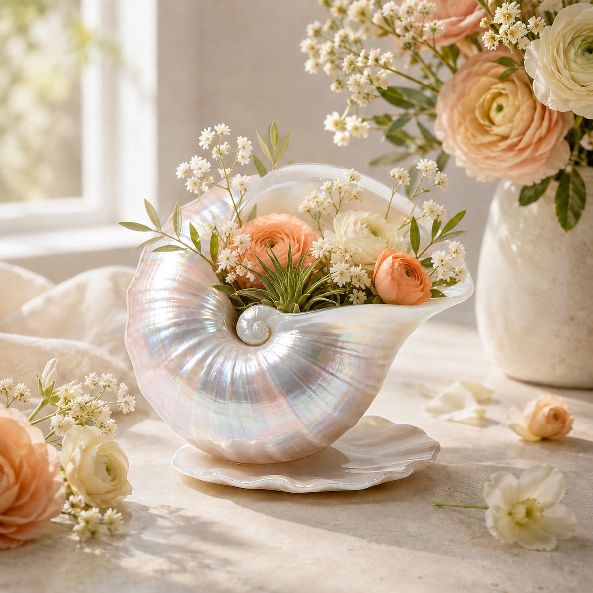 Ocean‑Style Pearl Nautilus Shell Planter