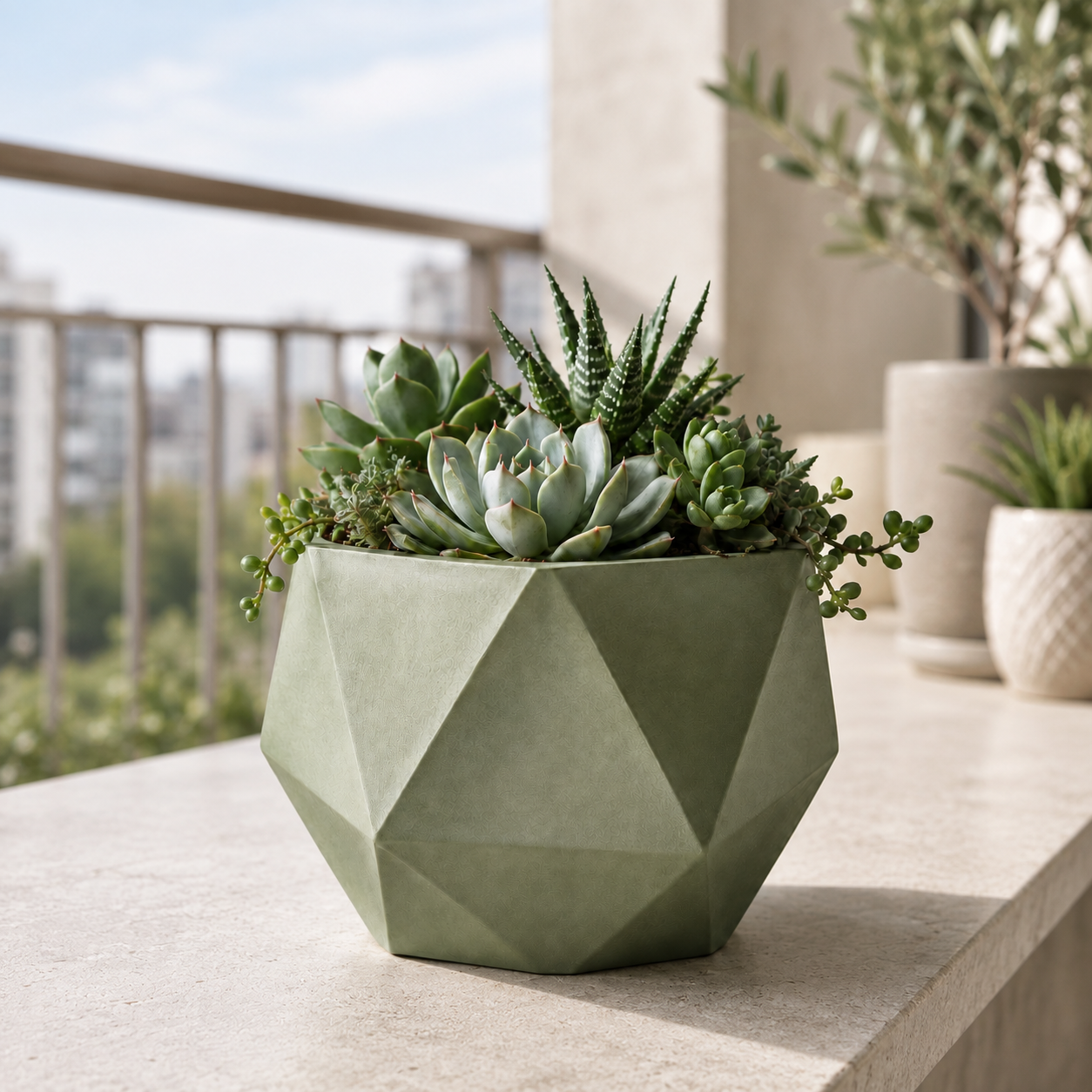 Nordic Geometric Faceted Planter