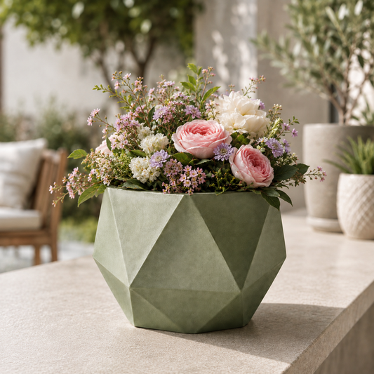 Nordic Geometric Faceted Planter