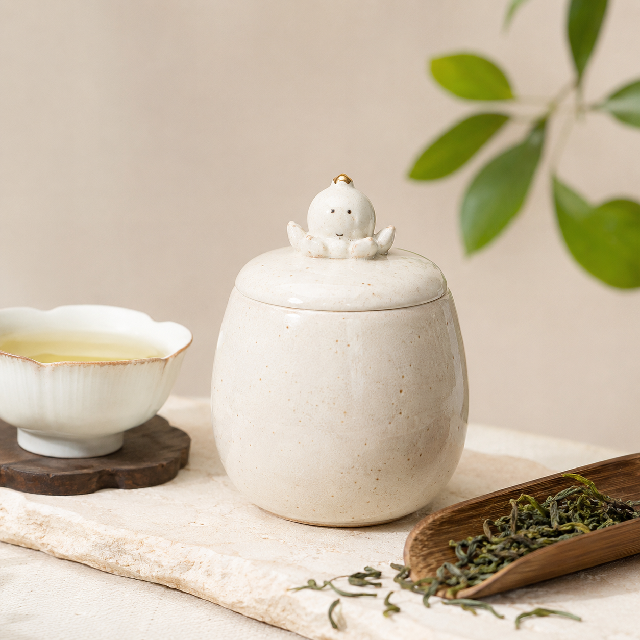Whimsical Ceramic Tea Storage Canister