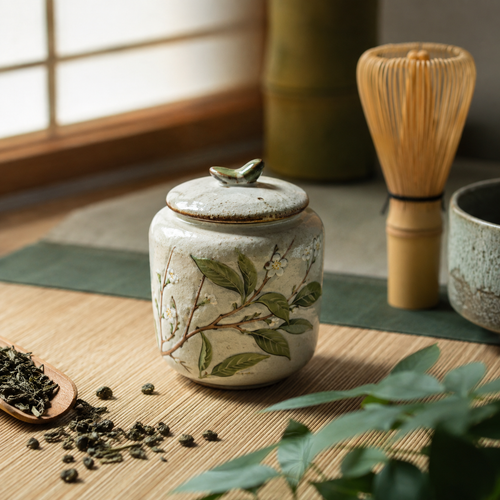 Botanical Ceramic Tea Storage Canister